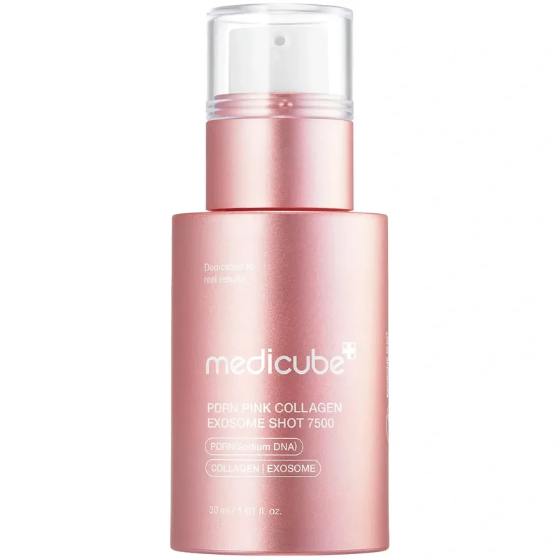 Регенеруюча сироватка з полінуклеотидами, екзосомами та спікулами MEDICUBE Pdrn Pink Collagen Exosome Shot 7500 — обʼєм 30 мл