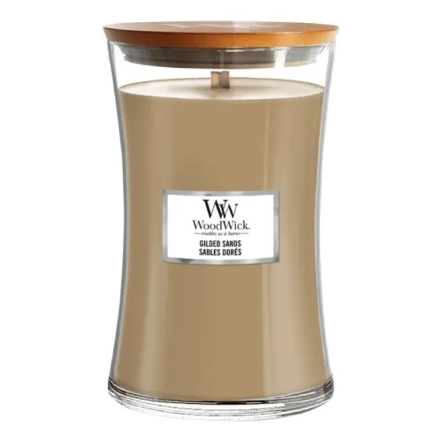 Ароматична свічка з ароматом інжиру та гваякового дерева WOODWICK Large Gilded Sands — вага 609 г