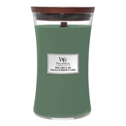 Ароматична свічка з нотами м'яти та дуба WOODWICK Large Mint Leaves & Oak — вага 609 г