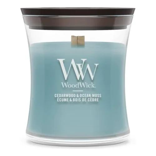 Ароматична свічка з нотами кедру та океанічним мохом WOODWICK Mini Cedarwood & Ocean Moss — вага 85 г