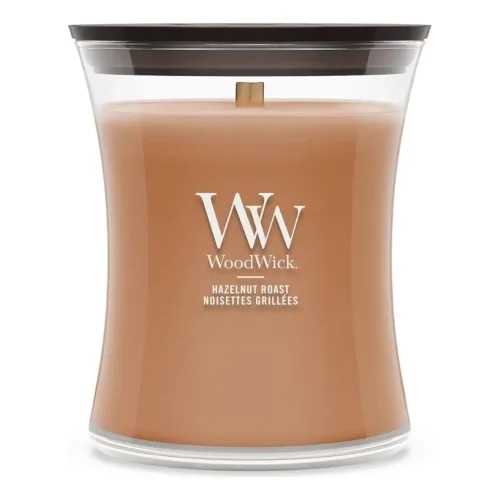 Ароматична свічка з ароматом смаженого фундука та кави WOODWICK Medium Hazelnut Roast — вага 275 г