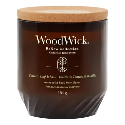 Ароматична свічка з ароматом базиліку і листя томату WOODWICK ReNew Medium Tomato Leaf & Basil — вага 184 г