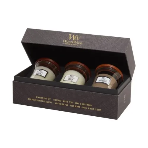 Набір свічок WOODWICK Mini Fireside, Sand & Driftwood, White Teak