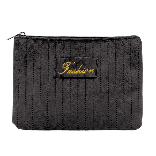 Косметичка жіноча плюшева Beauty LUXURY 21.5 см х 14 см WB-4011, Чорна