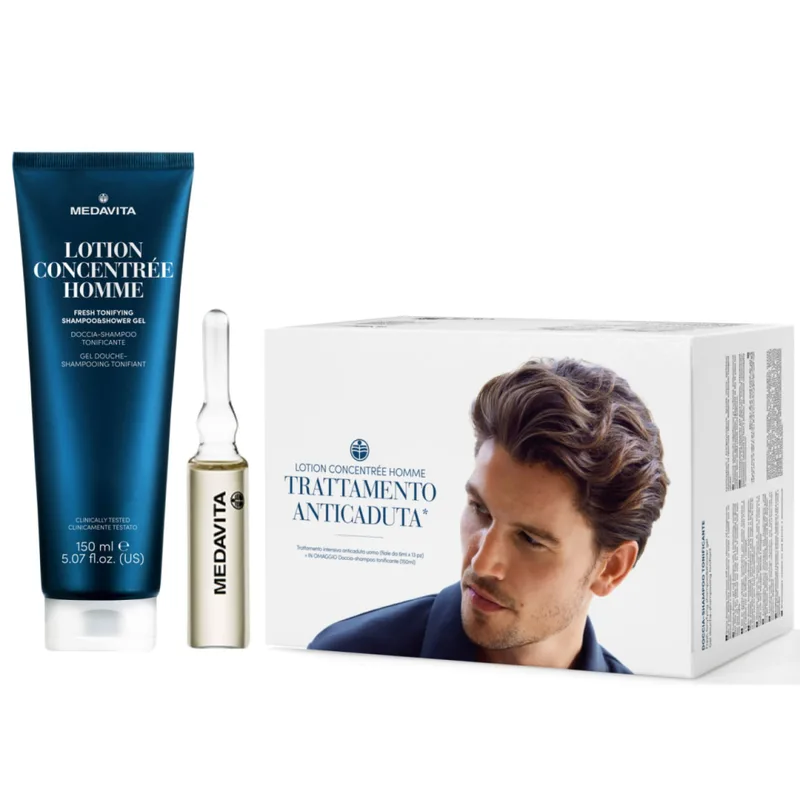 Medavita Lotion Concentree Homme Набір проти випадіння волосся у чоловіків (ампули + шампунь)