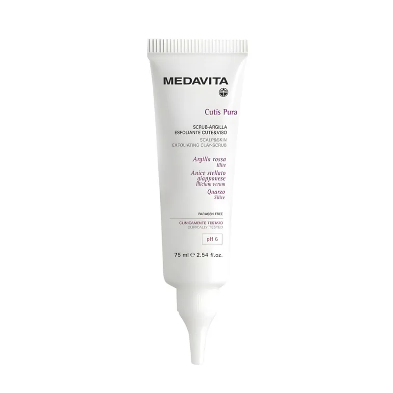 Medavita Cutis Pura Scrub-argilla Exfoliating Відлущувальний скраб для шкіри голови та обличчя з протизапальною дією 75 мл