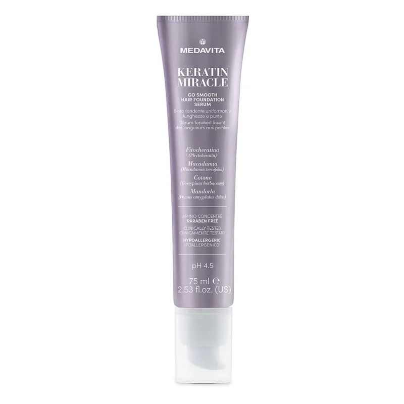 Medavita Keratin Miracle Go Smooth Hair Foundation Serum Незмивна сироватка для захисту довжини та кінчиків волосся 75 мл
