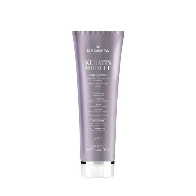 Medavita Keratin Miracle Sleek Hair Mask Ультрарозгладжувальна маска з ефектом шовку для пухнастого та неслухняного волосся