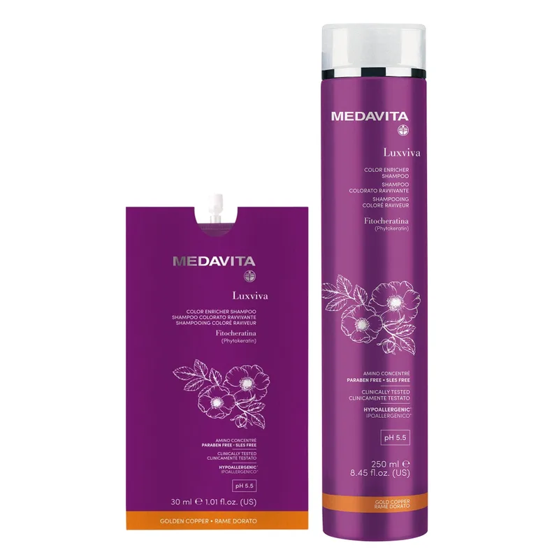 Medavita Color enricher shampoo Golden Copper Шампунь із пігментом для золотисто-мідного відтінку та яскравості кольору