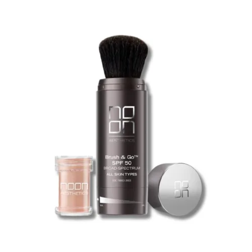 Мінеральна пудра з SPF 50 для всіх типів шкіри - NOON Aesthetics «Brush &amp; Go»