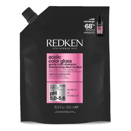 Шампунь для блиску та захисту кольору (Змінний блок) REDKEN Acidic Color Gloss Shampoo Refill — обʼєм 500 мл