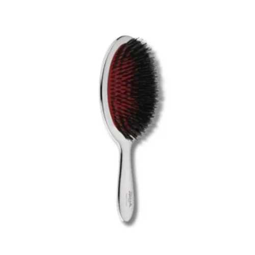 Щітка срібна з натуральною щетиною кабана - Janeke Silver Line Air-Cushioned Brush
