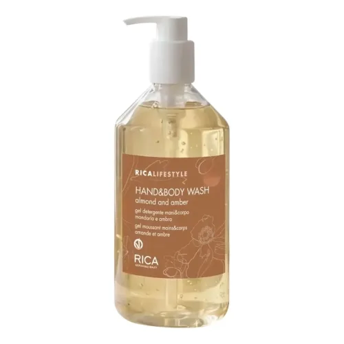 Очищувальний гель для рук та тіла RICA Hand & Body Wash Almond & Amber — обʼєм 500 мл