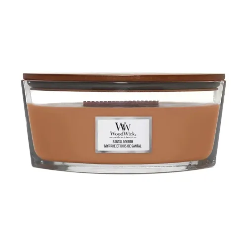 Ароматична свічка з нотами червоного дерева, евкаліпта та амбри WOODWICK Ellipse Santal Myrrh — вага 453 г