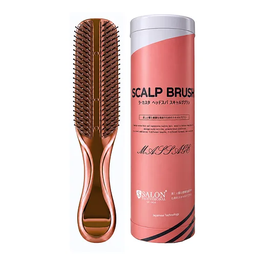 Масажна щітка для волосся та шкіри голови Salon Professional Scalp Brush (SP 1454), бронзова