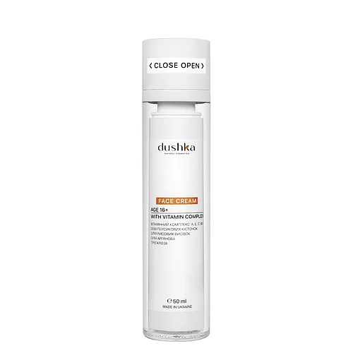 Живильний крем для молодої шкіри Dushka Face Cream з вітамінним комплексом 16+ 50 мл