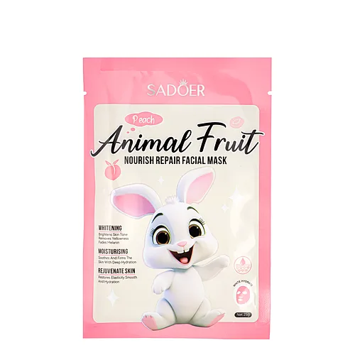 Маска для обличчя поживна Sadoer Animal Fruit Peach тканинна 25 г (SD35103)