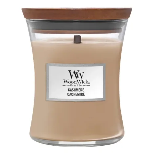 Ароматична свічка з ароматом айви, ірису та сандалу WOODWICK Medium Cashmere — вага 275 г