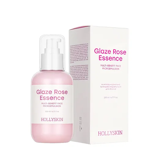 Мікроемульсія для обличчя трояндова мультифункціональна Hollyskin Glaze Rose Essence, 200 мл