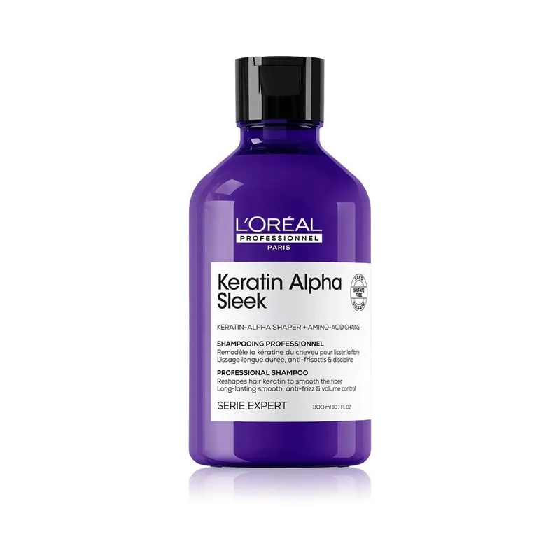 L'Oreal Professionnel Serie Expert Keratin Alpha Sleek Безсульфатний шампунь для гладкості та контролю пухнастості волосся 300 мл