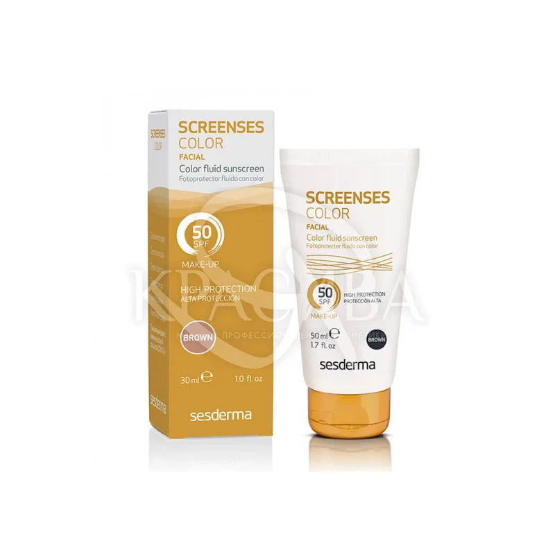 Screenses Color Fluid SPF 50 Brown - Сонцезахисний тональний крем SPF 50, 50 мл