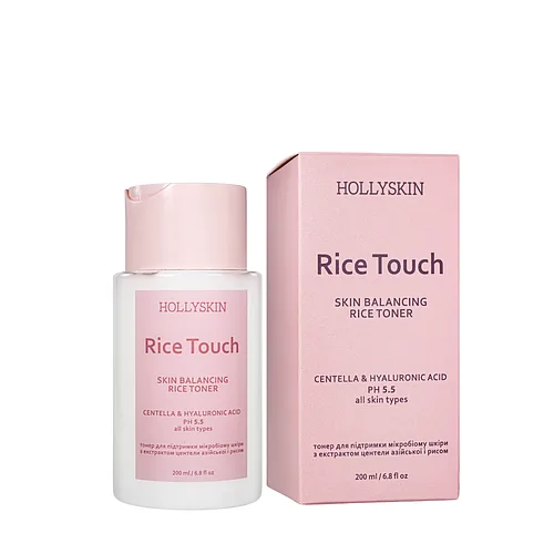 Тонер для обличчя для підтримки мікробіома шкіри Hollyskin Rice Touch Centella&Hyaluronic Acid 200 мл