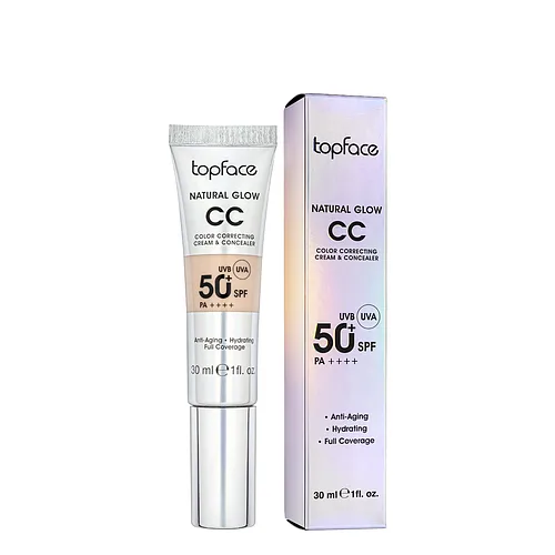 Тональний СС крем topface Natural Glow CC Cream & Concealer SPF50 PT472 30 мл 001 Cool Beige/Холодний бежевий