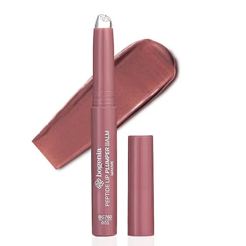 Помада-блиск для об'єму губ Bogenia Peptide Lip Plumper Balm (BG760), 001 Mauve Рожево-коричнева
