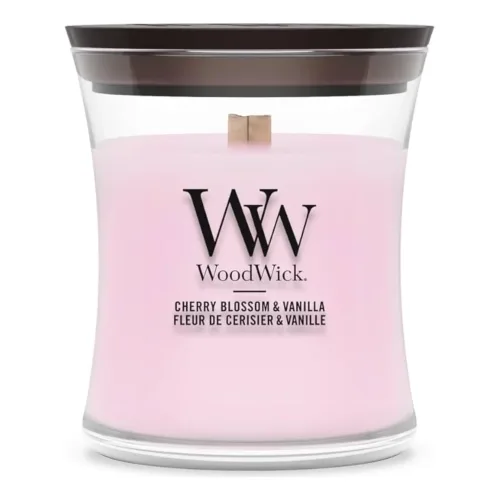 Ароматична свічка з нотами цвіту вишні та ванілі WOODWICK Mini Cherry Blossom & Vanilla — вага 85 г