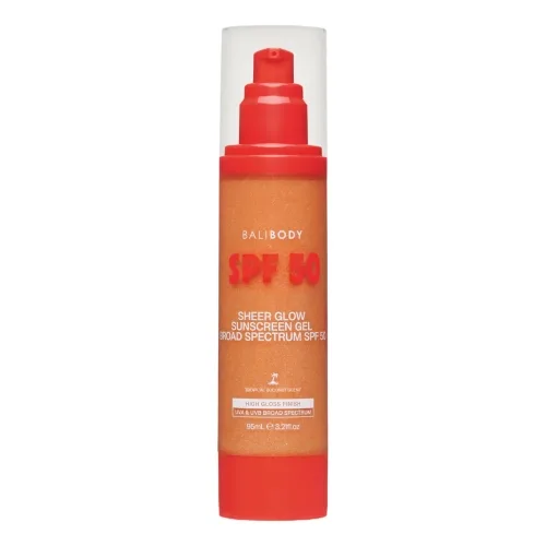 Легкий сонцезахисний гель з ефектом сяйва BALI BODY Sheer Glow Sunscreen Gel SPF50 — обʼєм 95 мл