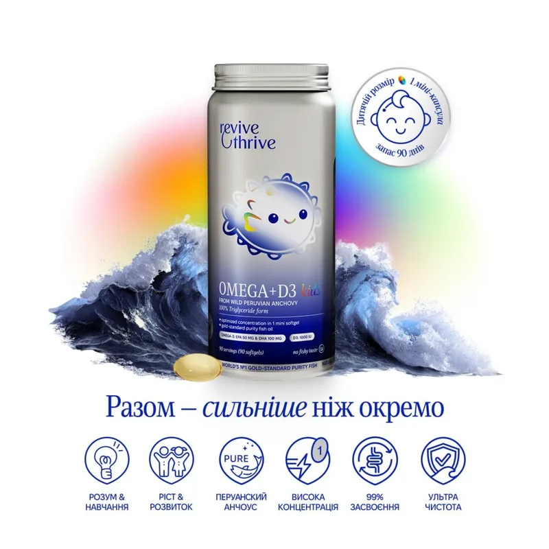 ReviveAndThrive OMEGA+D3 kids Вітаміни 90 капс