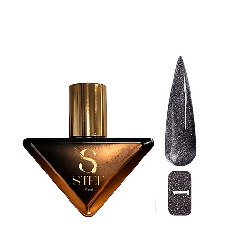 Гель-лак для нігтів із блискітками Steffani Color Gel Polish Starlight 9 мл, 01 Темно-сірий із шиммером