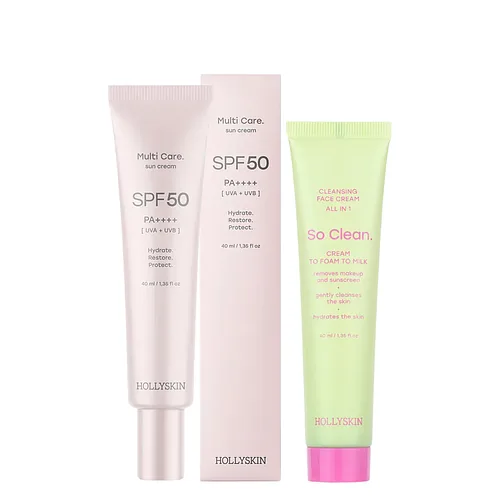 Набір Hollyskin сонцезахисний крем Multi Care SPF 50 та очищення So Clean