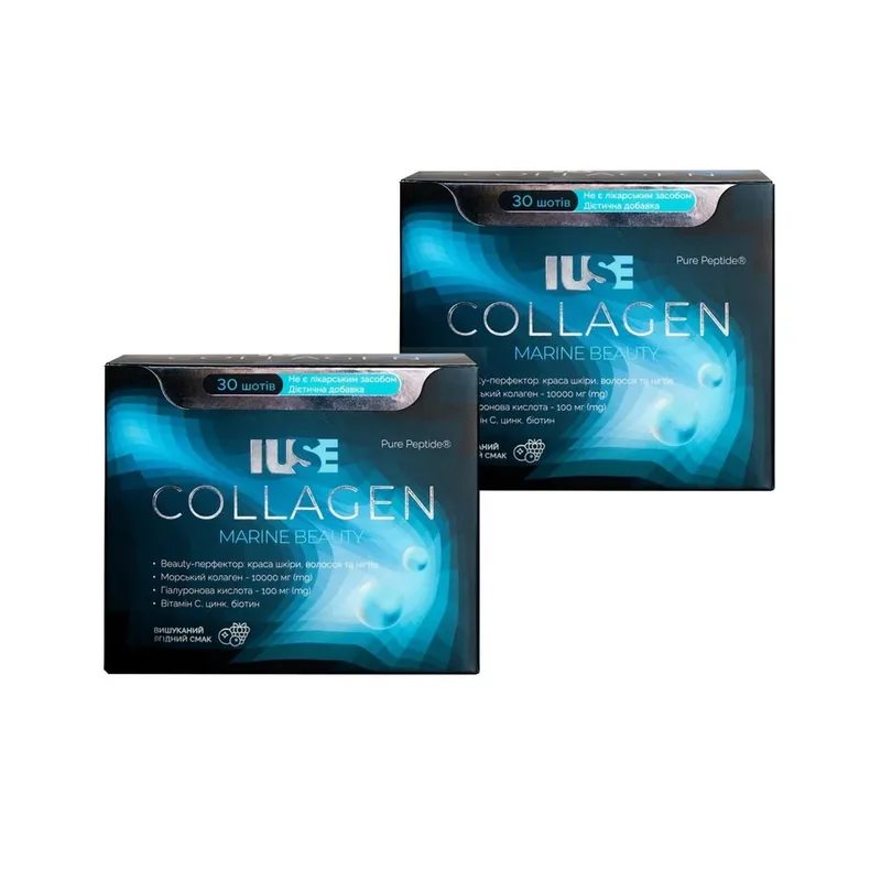 IUSE Collagen Marine Beauty. Дієтична добавка з морським колагеном, гіалуроновою кислотою, вітамінами та мінералами, Набір із