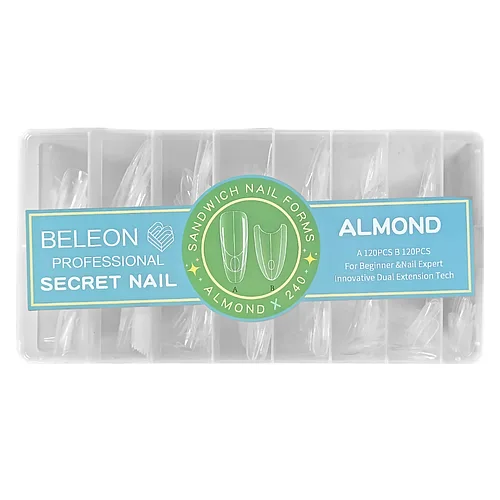 Тіпси сендвіч для нарощування нігтів гелеві Beleon Professional Almond 240 шт.