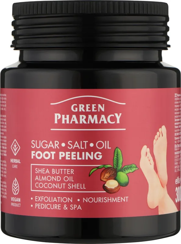 Скраб для ніг Green Pharmacy олійний цукрово-сольовий Herbal Care, 300 мл