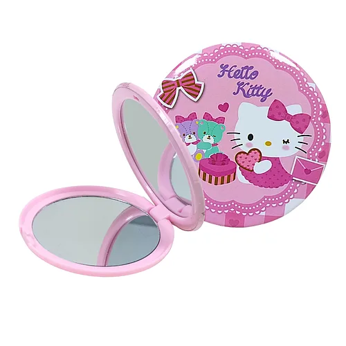 Дзеркало косметичне кишенькове двостороннє з принтом Hello Kitty, 75 мм