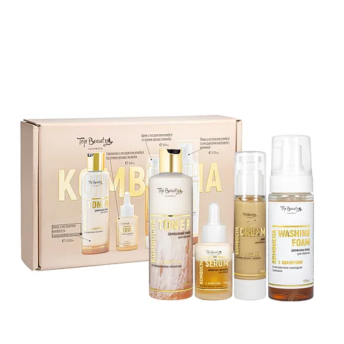 Подарунковий набір по догляду за обличчям Top Beauty Kombucha, 4 продукти