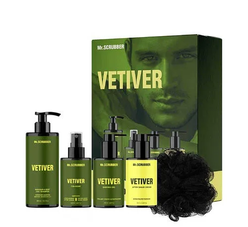 Парфумований набір косметики для чоловіків Vetiver Perfumed Men's Essentials Set Mr.Scrubber