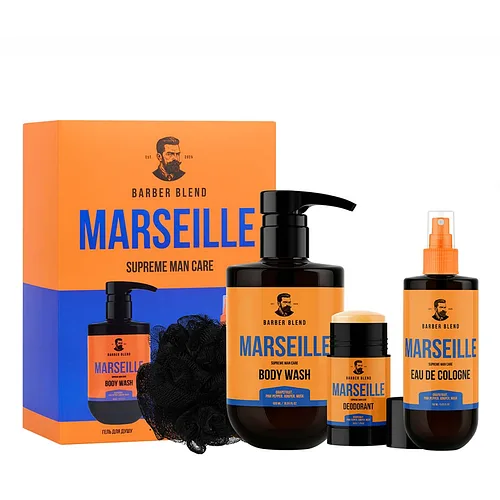 Подарунковий набір косметики для чоловіків Barber Blend Marseille, 4 продукти