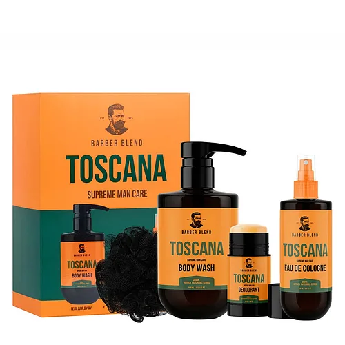 Подарунковий набір косметики для чоловіків Barber Blend Toscana, 4 продукти