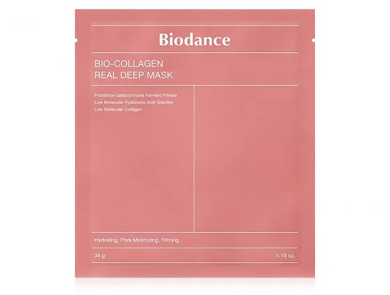Нічна гідрогелева маска для пружності шкіри обличчя з колагеном Biodance Bio-Collagen Real Deep Mask, 4шт