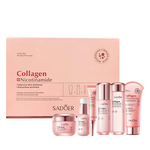 Подарунковий набір для обличчя Sadoer Collagen Nicotinamide, 6 продуктів