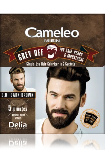 Фарба для бороди та вусів Delia Cosmetics Cameleo Grey Off, 3.0 темно-коричневий