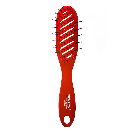 Щітка для волосся масажна пластикова продувная Salon Professional червона
