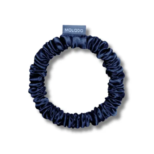 Шовкова резинка для волосся темно-синя - MOLODO Silk Scrunchie Small Deep Sea
