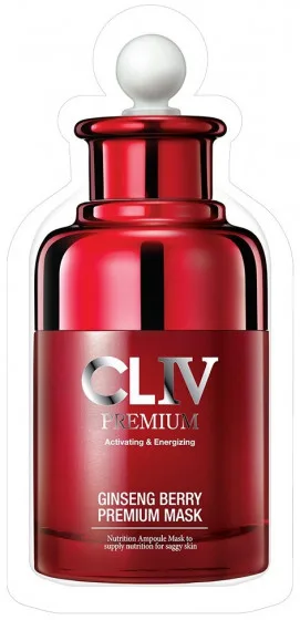 CLIV Ginseng Berry Premium Mask - Енергезуюча тканинна маска з екстрактом ягід женьшеню для пружності шкіри обличчя