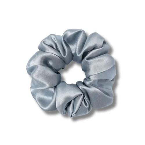 Об'ємна резинка для волосся сіро-блакитна - MON MOU Silk Large Scrunchie Gray Blue