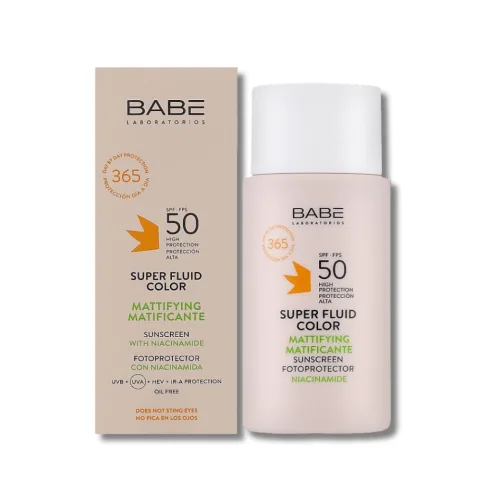Сонцезахисний супер флюїд ВВ з тонуючим та матуючим ефектом SPF 50 - Babe Laboratorios Super Fluid Color Mattifying SPF 50 5ml