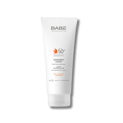 Сонцезахисний лосьйон з дуже високим ступенем захисту SPF 50+ та заспокійливими активними компонентами - Babe Laboratorios Sunscreen Lotion SPF 50+